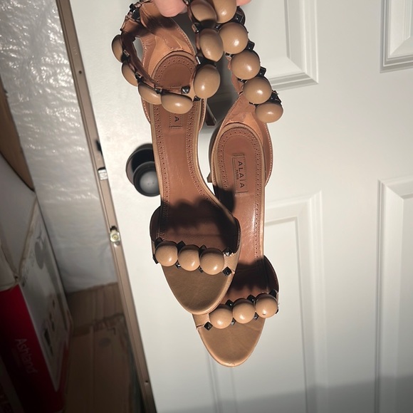 Alaia Shoes - ALAIA Bombe Smooth Leather Heels Sandals 37.5 $1300 Tan Calfskin Shoes